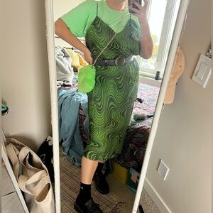 ZARA Emerald Green Swirl Pattern Midi Dress